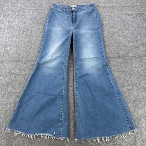 We The Free Jeans Womens 27 Blue High Rise Flare Bell Bottom Frayed Hem